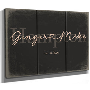 Custom Last Name Sign for Couples, Est. Wedding Date, Charcoal & Blush, image 14