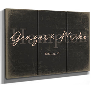 Custom Last Name Sign for Couples, Est. Wedding Date, Charcoal & Blush, image 14