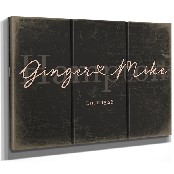 Custom Last Name Sign for Couples, Est. Wedding Date, Charcoal & Blush, image 14