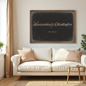 Personalized Anniversary Gift, Family Name Sign with First Names, Charcoal & Blush, image 5