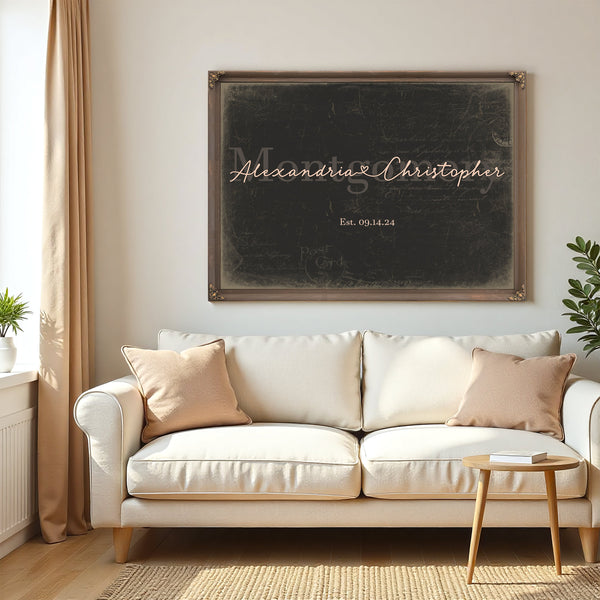 Personalized Anniversary Gift, Family Name Sign with First Names, Charcoal & Blush, image 5