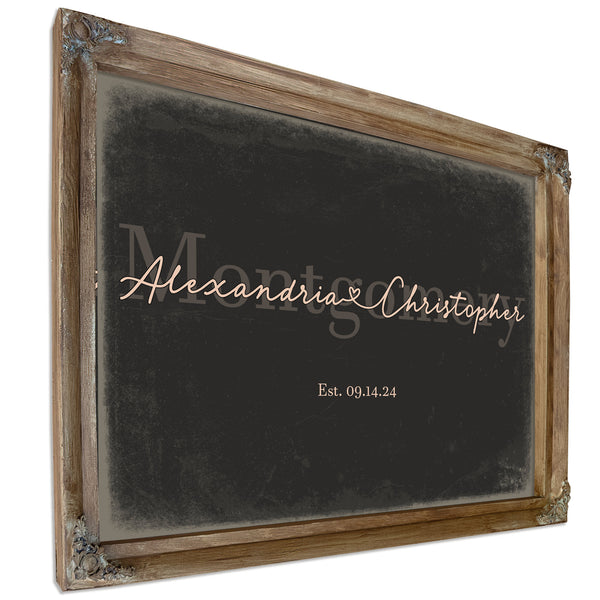 Personalized Anniversary Gift, Family Name Sign with First Names, Charcoal & Blush, image 6