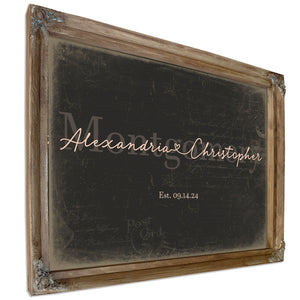 Personalized Anniversary Gift, Family Name Sign with First Names, Charcoal & Blush, image 6