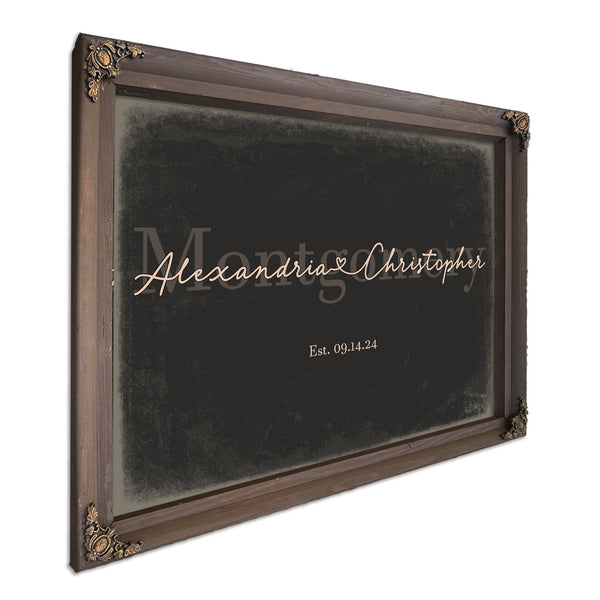 Personalized Anniversary Gift, Family Name Sign with First Names, Charcoal & Blush, image 7