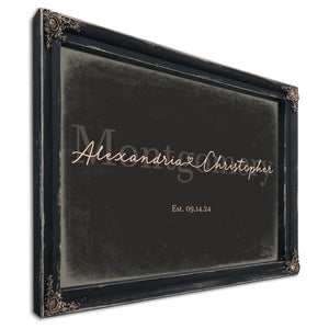 Personalized Anniversary Gift, Family Name Sign with First Names, Charcoal & Blush, image 1
