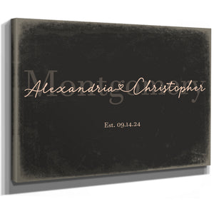 Personalized Anniversary Gift, Family Name Sign with First Names, Charcoal & Blush, image 8