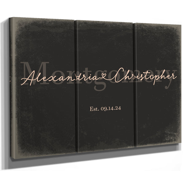 Personalized Anniversary Gift, Family Name Sign with First Names, Charcoal & Blush, image 14