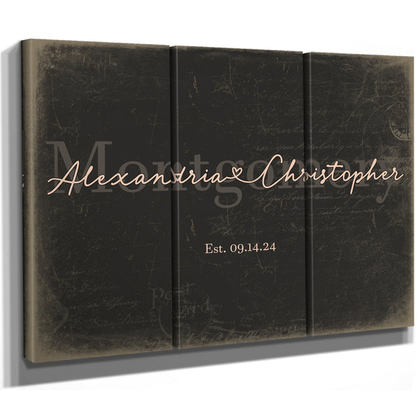 Personalized Anniversary Gift, Family Name Sign with First Names, Charcoal & Blush, image 14