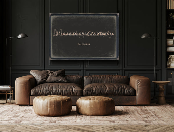 Personalized Anniversary Gift, Family Name Sign with First Names, Charcoal & Blush, image 17