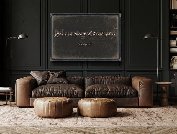 Personalized Anniversary Gift, Family Name Sign with First Names, Charcoal & Blush, image 17