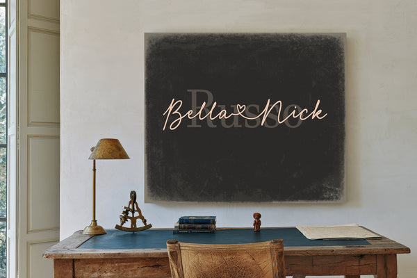 Mr & Mrs Last Name Sign, Personalized Wedding Gift, Charcoal & Blush, image 2