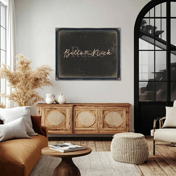 Mr & Mrs Last Name Sign, Personalized Wedding Gift, Charcoal & Blush, image 4