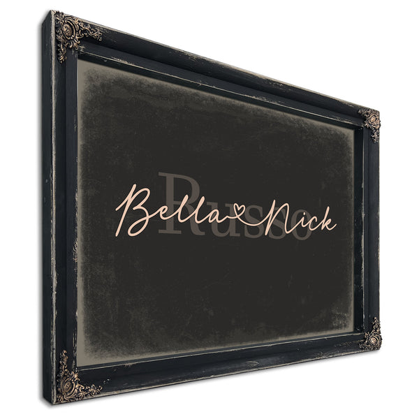 Mr & Mrs Last Name Sign, Personalized Wedding Gift, Charcoal & Blush, image 1