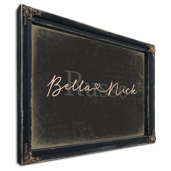 Mr & Mrs Last Name Sign, Personalized Wedding Gift, Charcoal & Blush, image 1