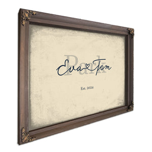 Custom Last Name Sign for Couples, Est. Wedding Date, Cream & Navy, image 7