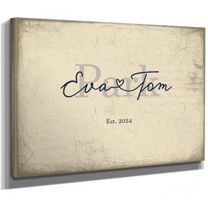 Custom Last Name Sign for Couples, Est. Wedding Date, Cream & Navy, image 8
