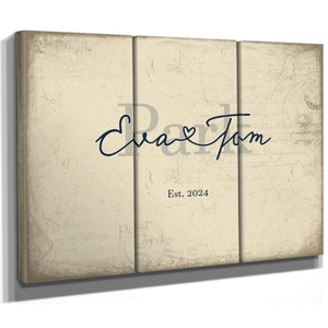 Custom Last Name Sign for Couples, Est. Wedding Date, Cream & Navy, image 14