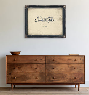 Custom Last Name Sign for Couples, Est. Wedding Date, Cream & Navy, image 19