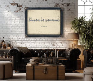 Personalized Anniversary Gift, Family Name Sign with First Names, Cream & Navy, image 18