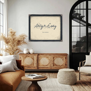 Mr & Mrs Last Name Sign, Personalized Wedding Gift, Cream & Navy, image 4
