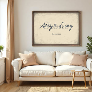 Mr & Mrs Last Name Sign, Personalized Wedding Gift, Cream & Navy, image 5