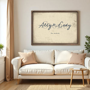 Mr & Mrs Last Name Sign, Personalized Wedding Gift, Cream & Navy, image 5
