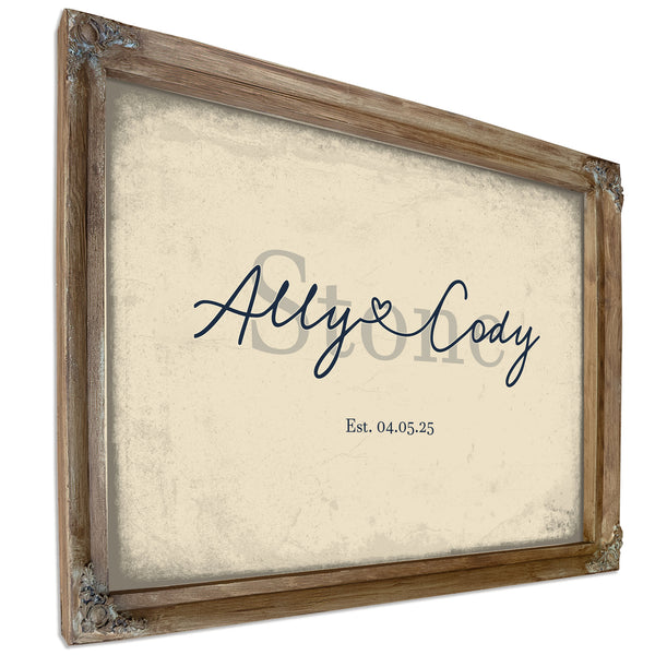 Mr & Mrs Last Name Sign, Personalized Wedding Gift, Cream & Navy, image 6