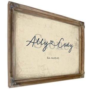 Mr & Mrs Last Name Sign, Personalized Wedding Gift, Cream & Navy, image 6