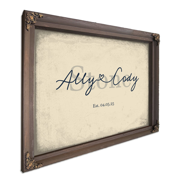 Mr & Mrs Last Name Sign, Personalized Wedding Gift, Cream & Navy, image 7