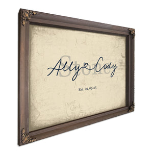 Mr & Mrs Last Name Sign, Personalized Wedding Gift, Cream & Navy, image 7