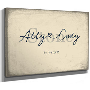 Mr & Mrs Last Name Sign, Personalized Wedding Gift, Cream & Navy, image 8