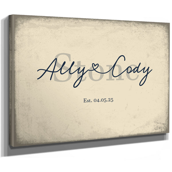 Mr & Mrs Last Name Sign, Personalized Wedding Gift, Cream & Navy, image 8