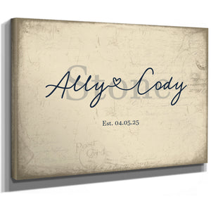 Mr & Mrs Last Name Sign, Personalized Wedding Gift, Cream & Navy, image 8