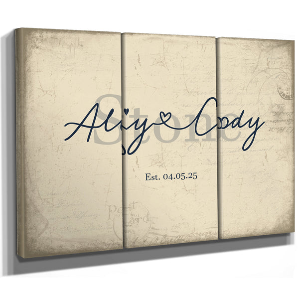 Mr & Mrs Last Name Sign, Personalized Wedding Gift, Cream & Navy, image 14