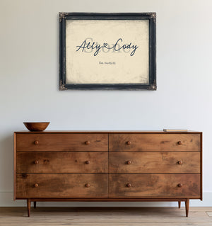 Mr & Mrs Last Name Sign, Personalized Wedding Gift, Cream & Navy, image 19