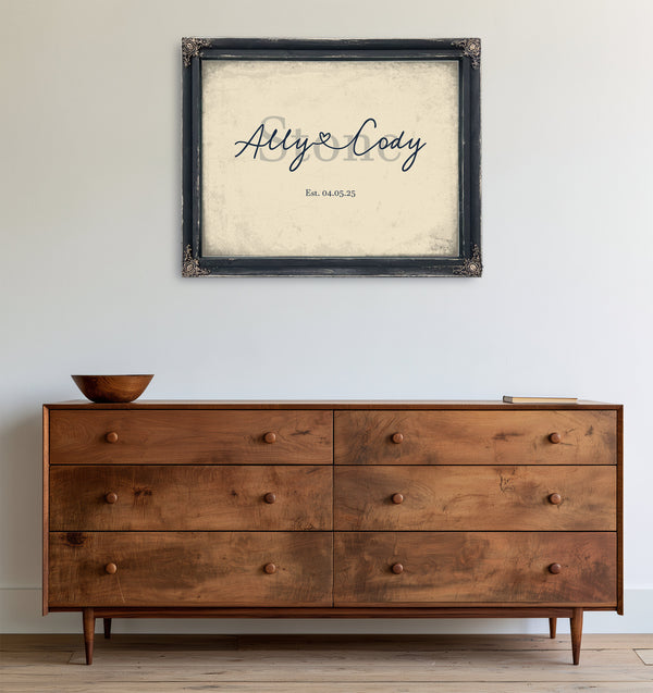 Mr & Mrs Last Name Sign, Personalized Wedding Gift, Cream & Navy, image 19