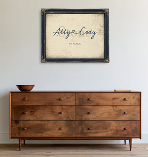 Mr & Mrs Last Name Sign, Personalized Wedding Gift, Cream & Navy, image 19