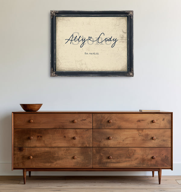 Mr & Mrs Last Name Sign, Personalized Wedding Gift, Cream & Navy, image 19