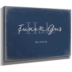 Custom Last Name Sign for Couples, Est. Wedding Date, Denim Americana, image 8
