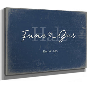 Custom Last Name Sign for Couples, Est. Wedding Date, Denim Americana, image 8