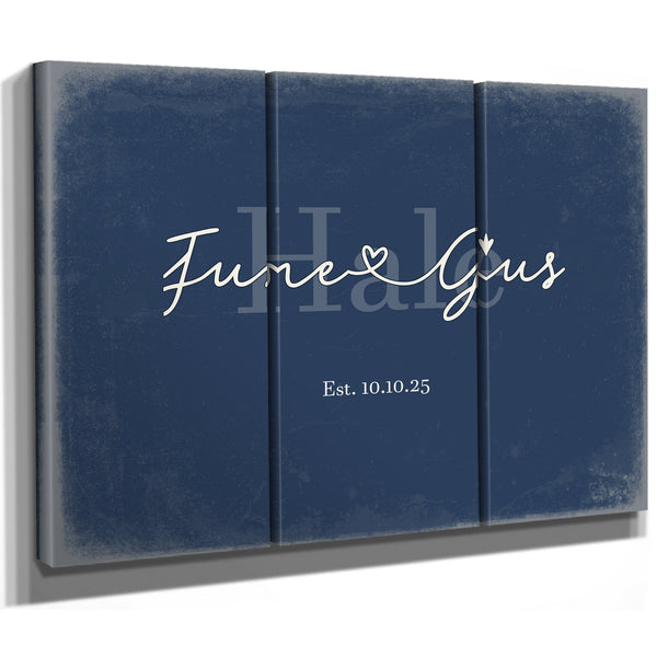 Custom Last Name Sign for Couples, Est. Wedding Date, Denim Americana, image 14