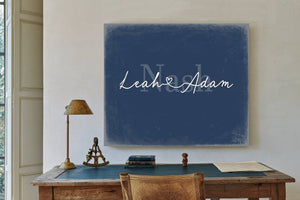 Personalized Anniversary Gift, Family Name Sign with First Names, Denim Americana, image 2