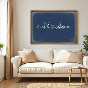 Personalized Anniversary Gift, Family Name Sign with First Names, Denim Americana, image 5