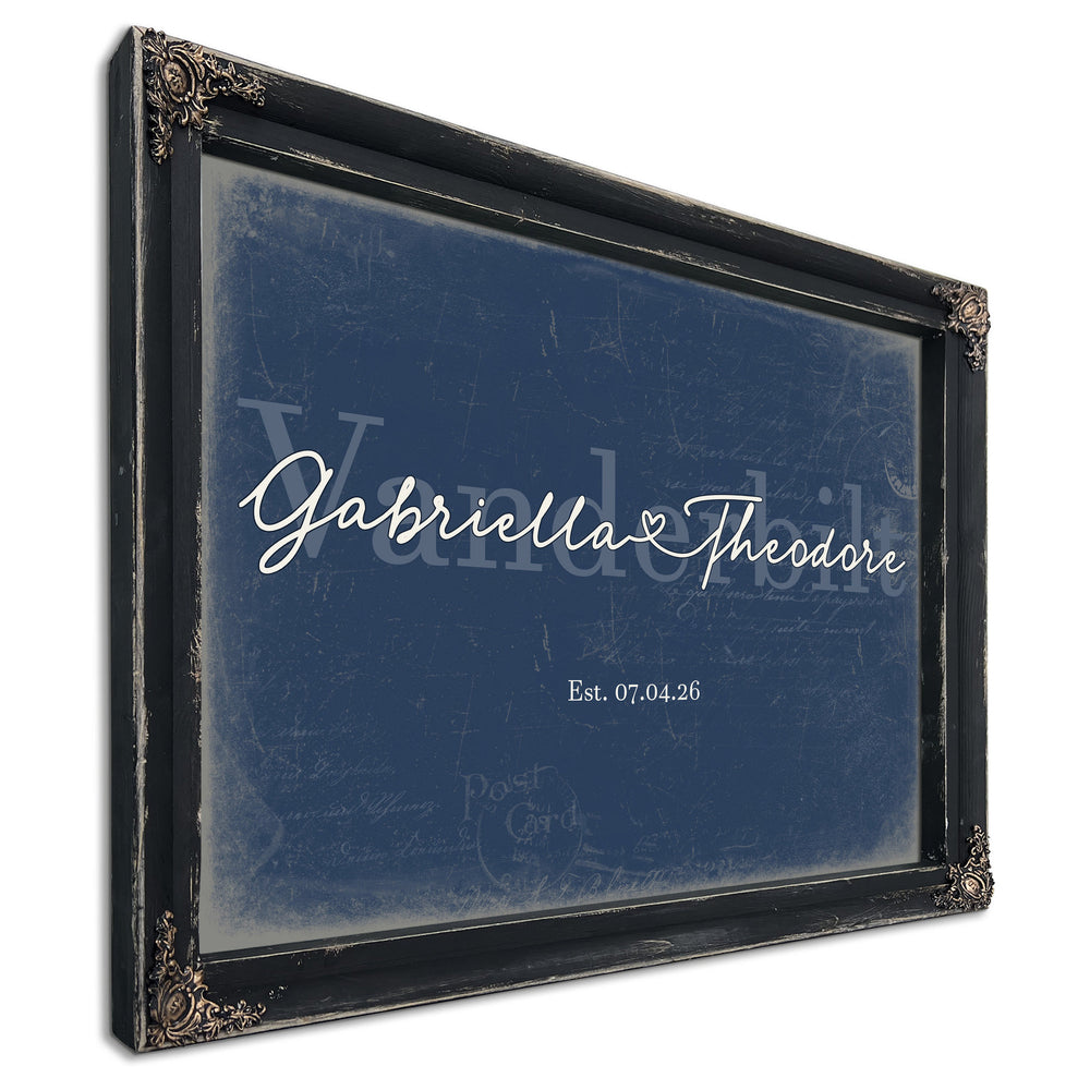 Mr & Mrs Last Name Sign, Personalized Wedding Gift, Denim Americana, image 1