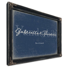 Mr & Mrs Last Name Sign, Personalized Wedding Gift, Denim Americana, image 1