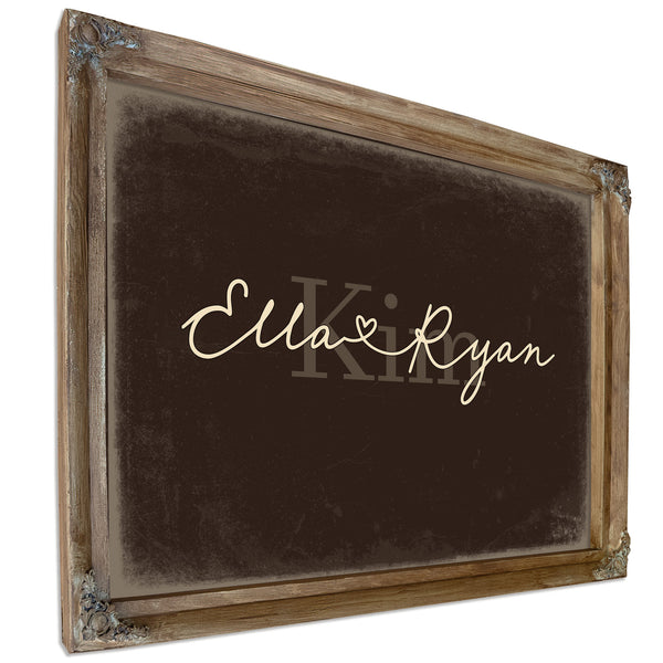 Personalized Wedding Sign, Last Name with Couple Names & Heart, Espresso & Turquoise, image 6
