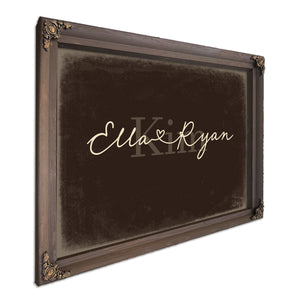 Personalized Wedding Sign, Last Name with Couple Names & Heart, Espresso & Turquoise, image 7