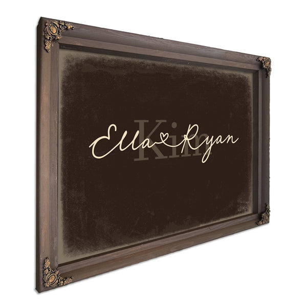 Personalized Wedding Sign, Last Name with Couple Names & Heart, Espresso & Turquoise, image 7