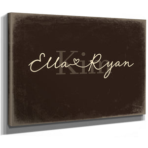 Personalized Wedding Sign, Last Name with Couple Names & Heart, Espresso & Turquoise, image 8