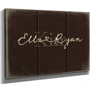 Personalized Wedding Sign, Last Name with Couple Names & Heart, Espresso & Turquoise, image 14